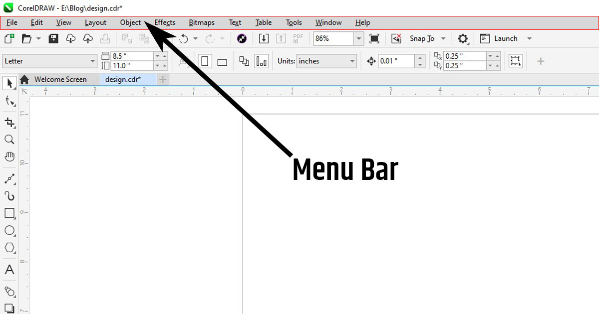 Interface of CorelDraw